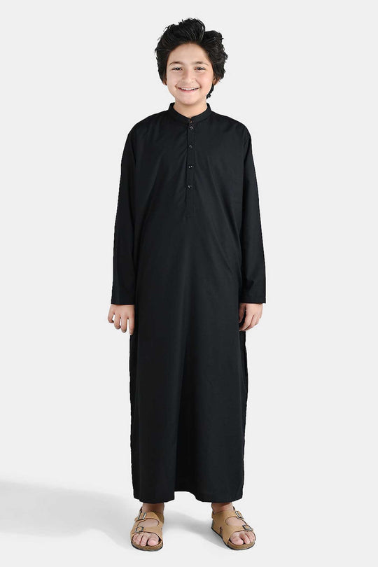 Boys Poly Viscose Jubba - Black