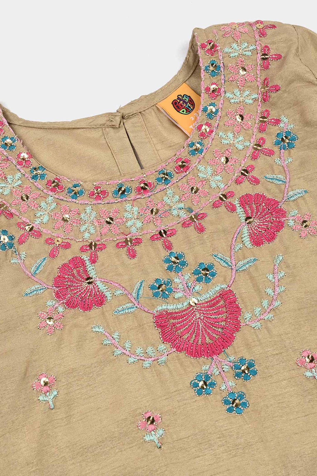 Girls Raw Silk 3Piece-BEIGE