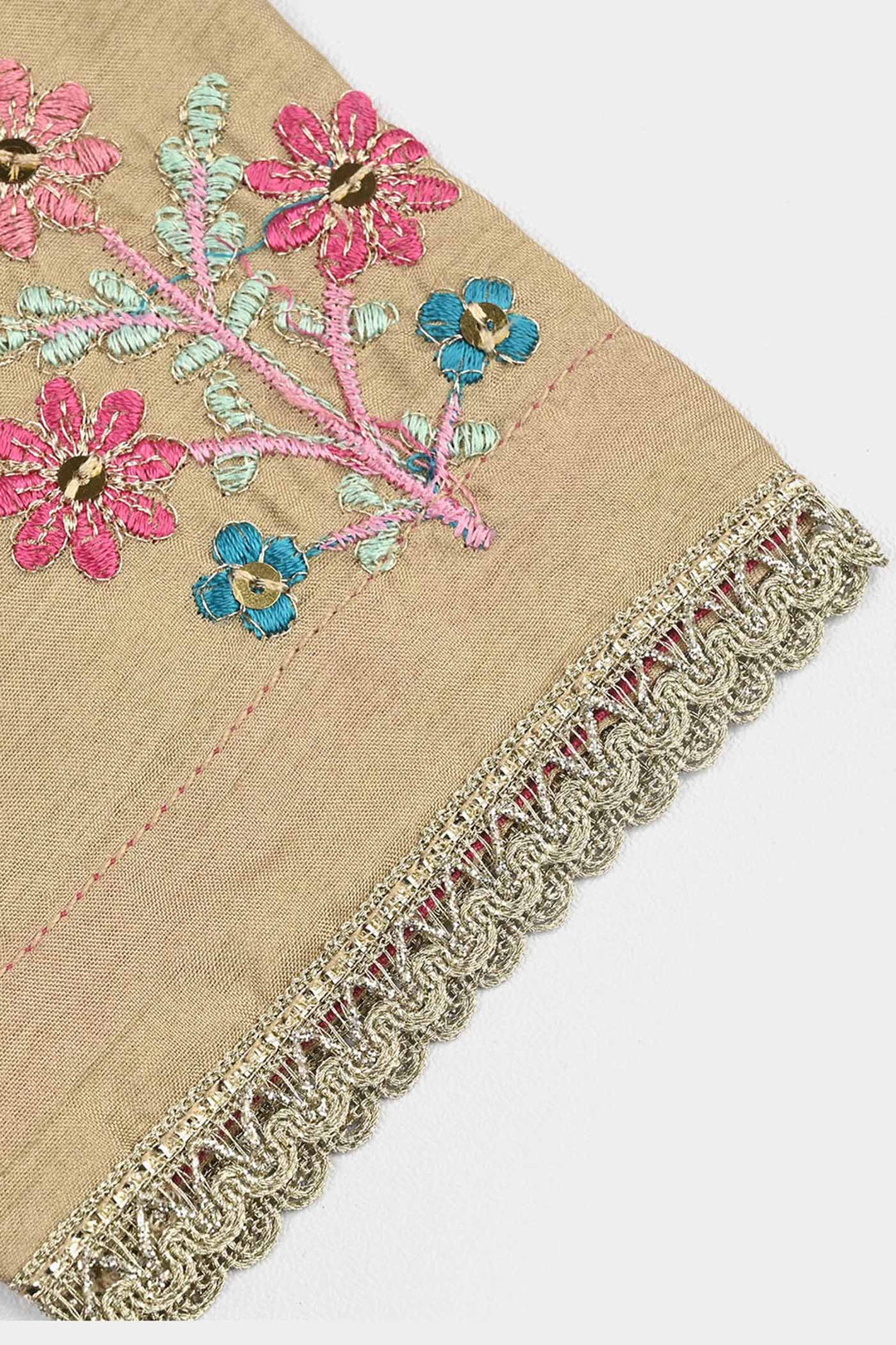 Girls Raw Silk 3Piece-BEIGE