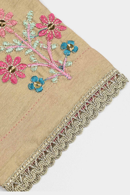 Girls Raw Silk 3Piece-BEIGE