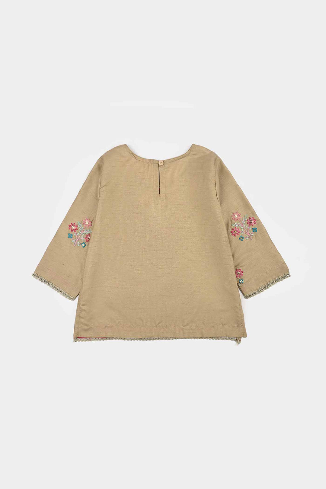 Girls Raw Silk 3Piece-BEIGE