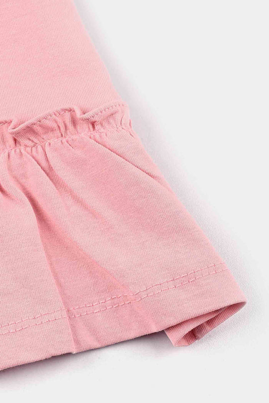 Infant Girls Cotton Jersey Knitted Frock Let Love Grow-Candy Pink