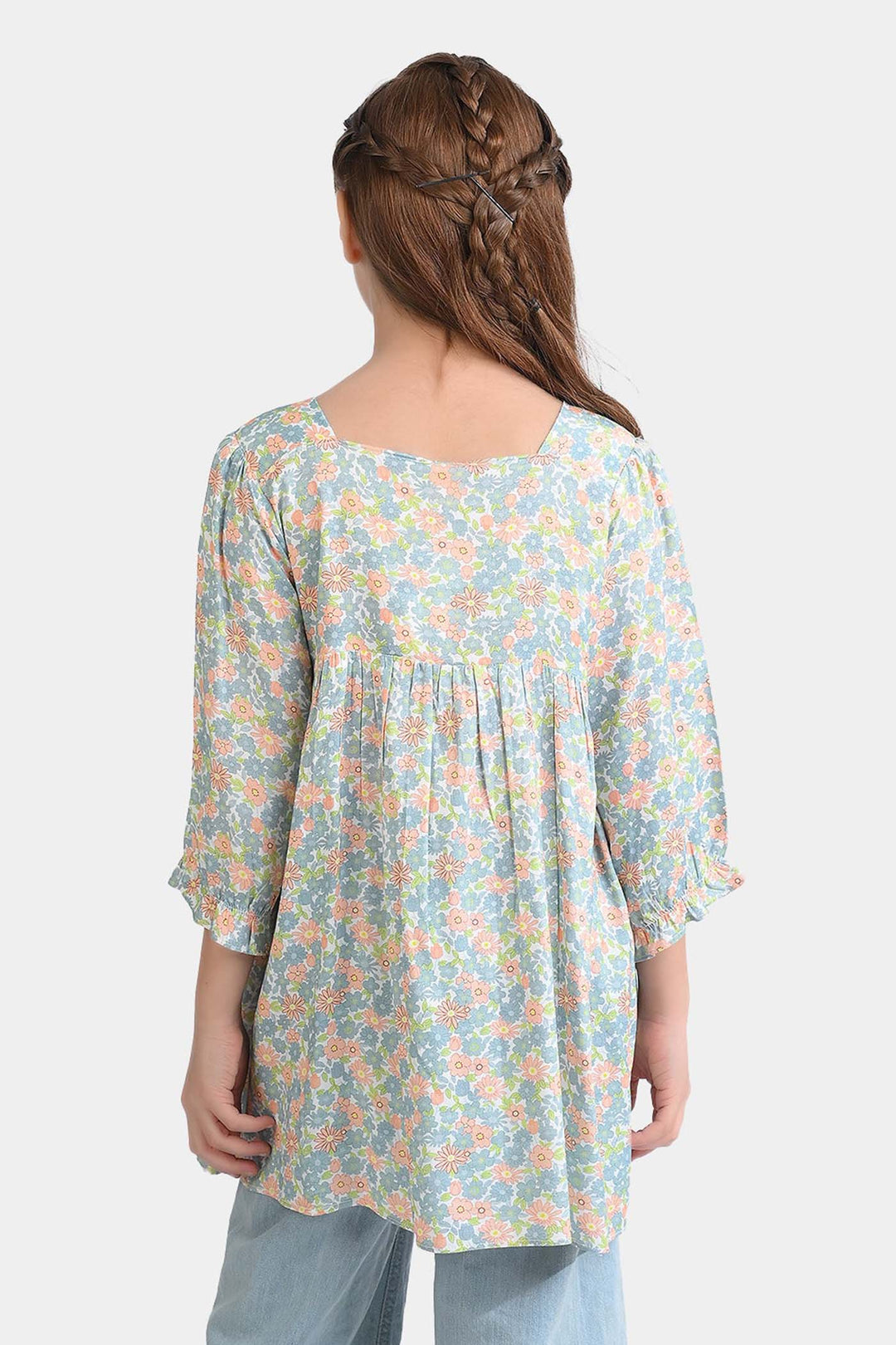 Girls Cotton Viscose Casual Frock Grey Bunny