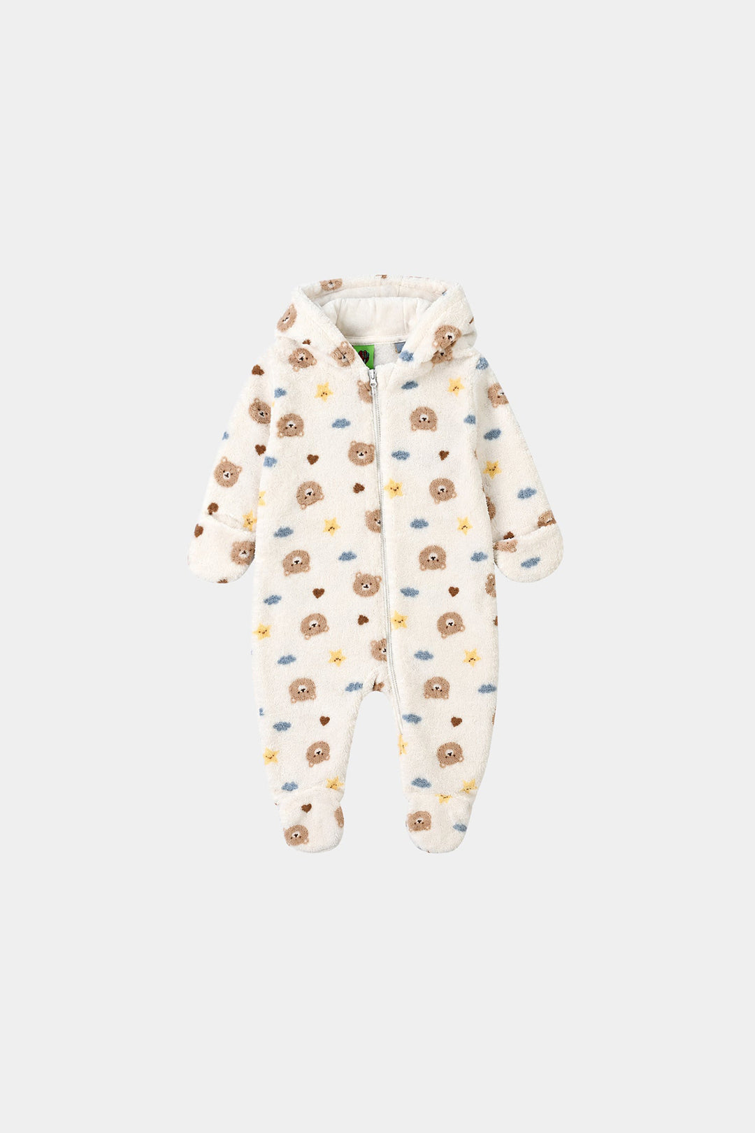 Infant Boys Sherpa Romper Teddy-White