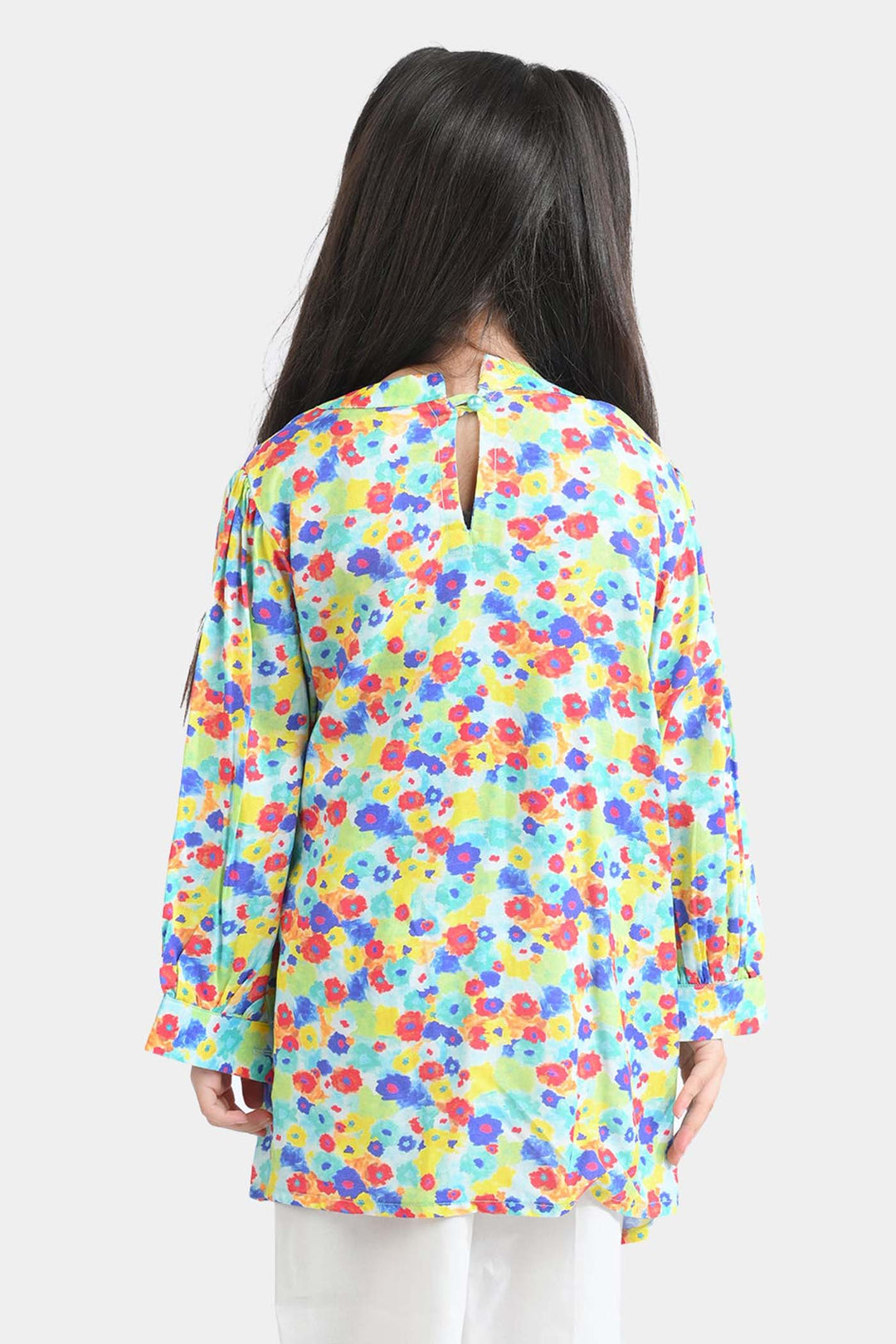 Girls Cotton Viscose Casual Top Color Full Pleated-Multi