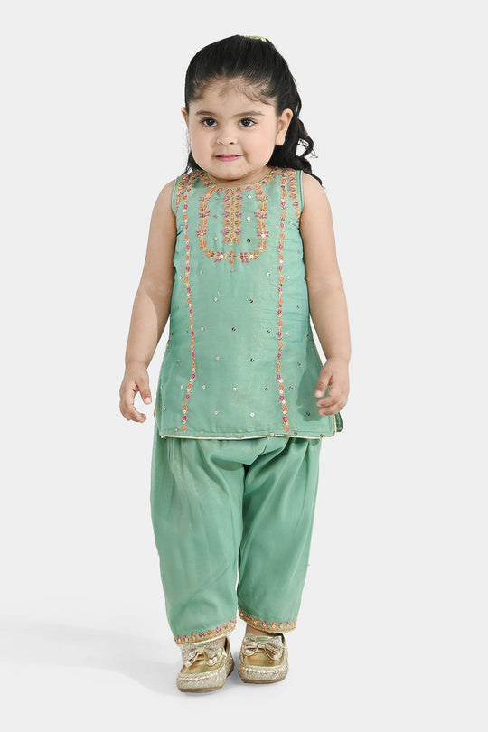 Infant Girls Net 2Pcs Suit (Zara Noor) - Green