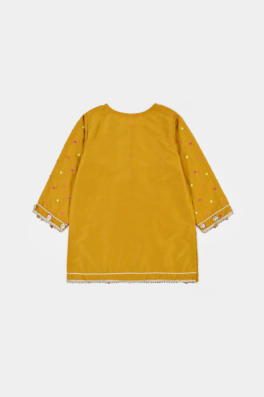 Girls Raw Silk 3Pcs Desi Diva-Lt.Mustard
