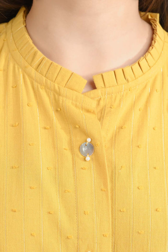Girls Poly Cotton Casual Top Sea Shell-Mustard