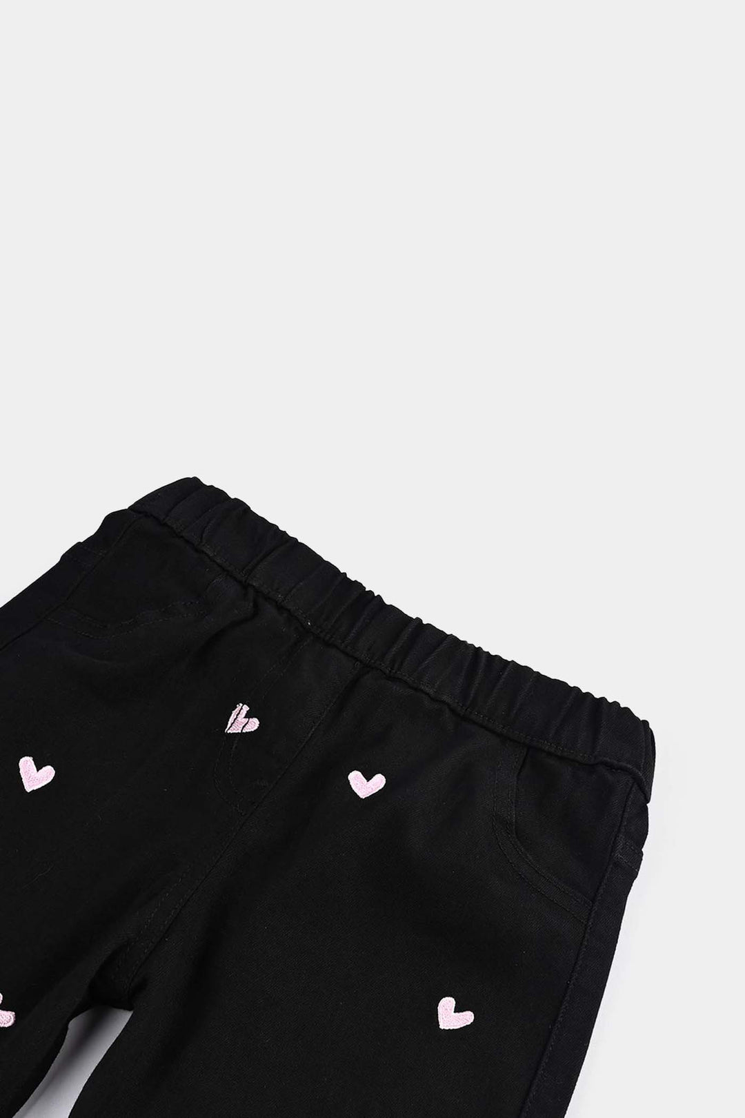 Girls Denim Stretch HEARTS-BLACK