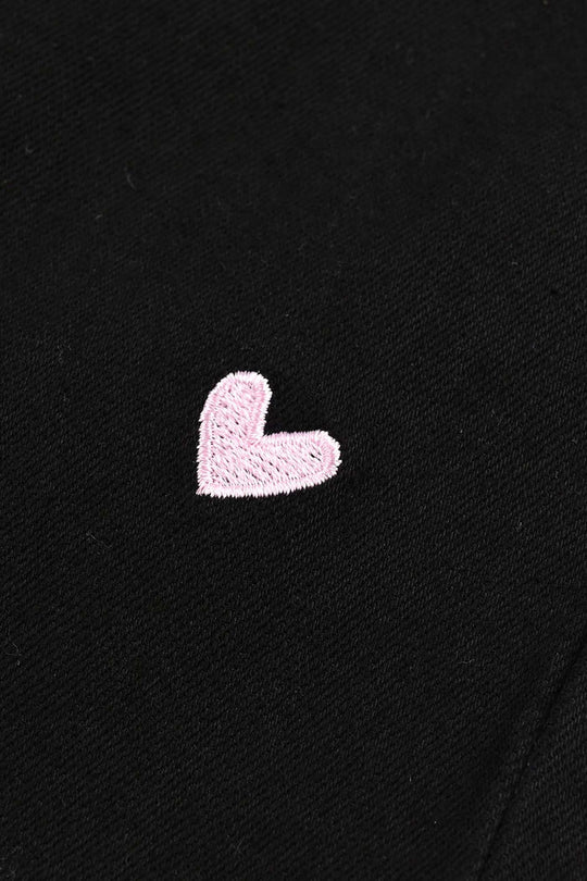 Girls Denim Stretch HEARTS-BLACK