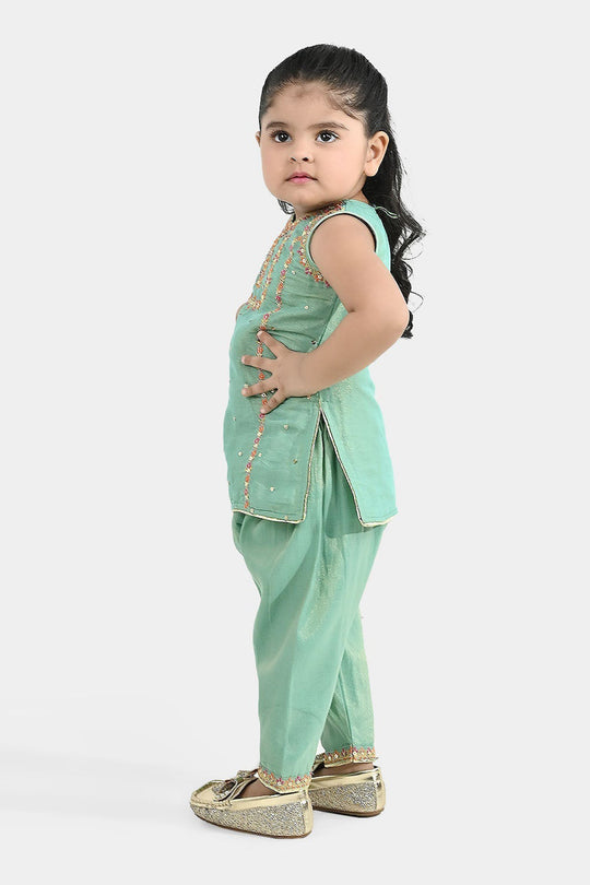 Infant Girls Net 2Pcs Suit (Zara Noor) - Green