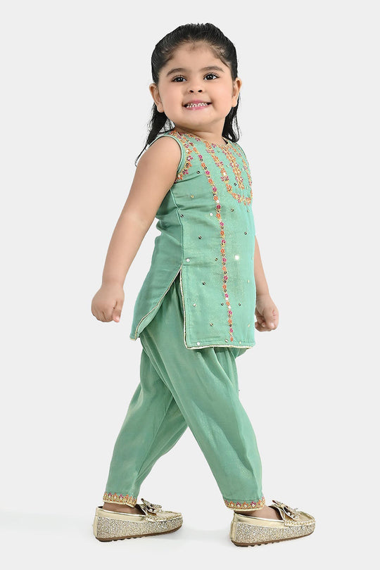 Infant Girls Net 2Pcs Suit (Zara Noor) - Green