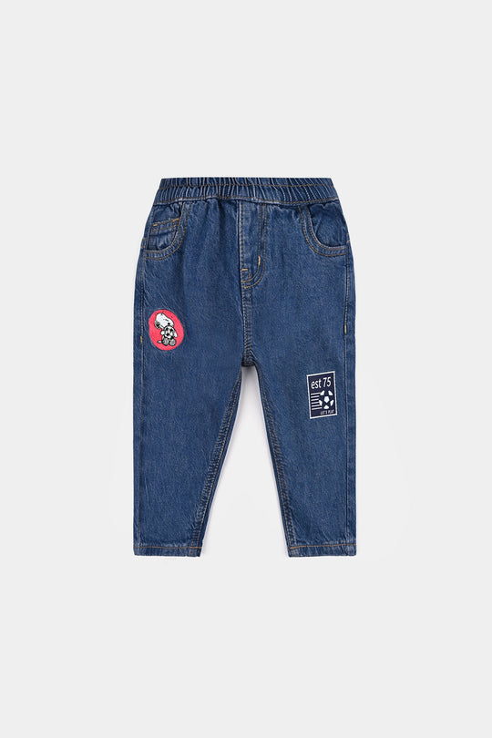 Infant Boys Denim Stretch Pant-DARK BLUE