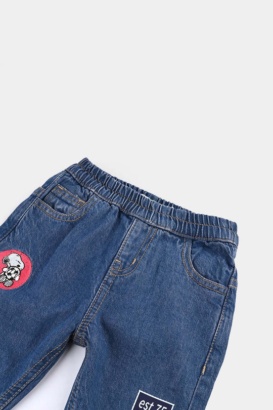 Infant Boys Denim Stretch Pant-DARK BLUE