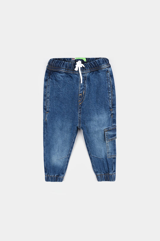 Infant Boys Denim Stretch Pant-Mid Blue