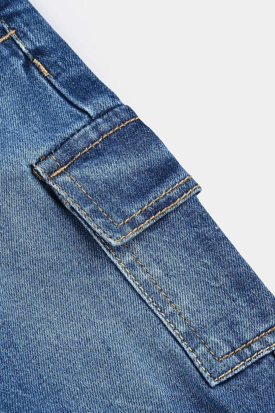 Infant Boys Denim Stretch Pant-Mid Blue