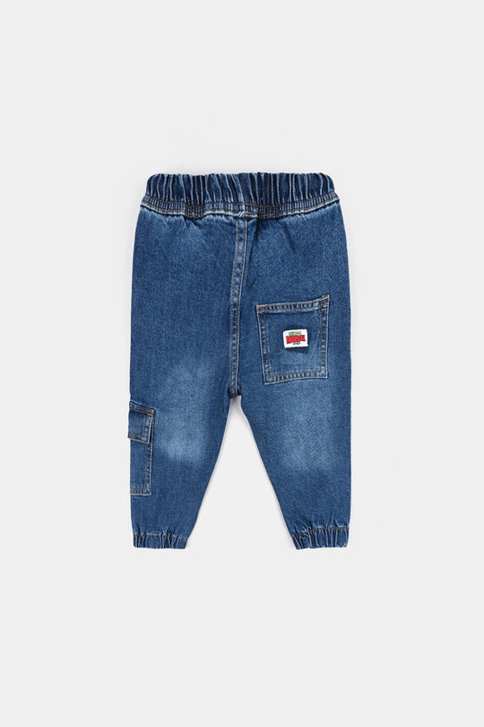 Infant Boys Denim Stretch Pant-Mid Blue