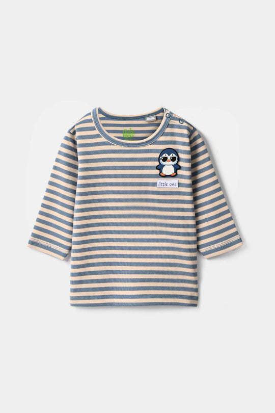 Infant Boys Yarn Dyed T-Shirt Penguin-Blue