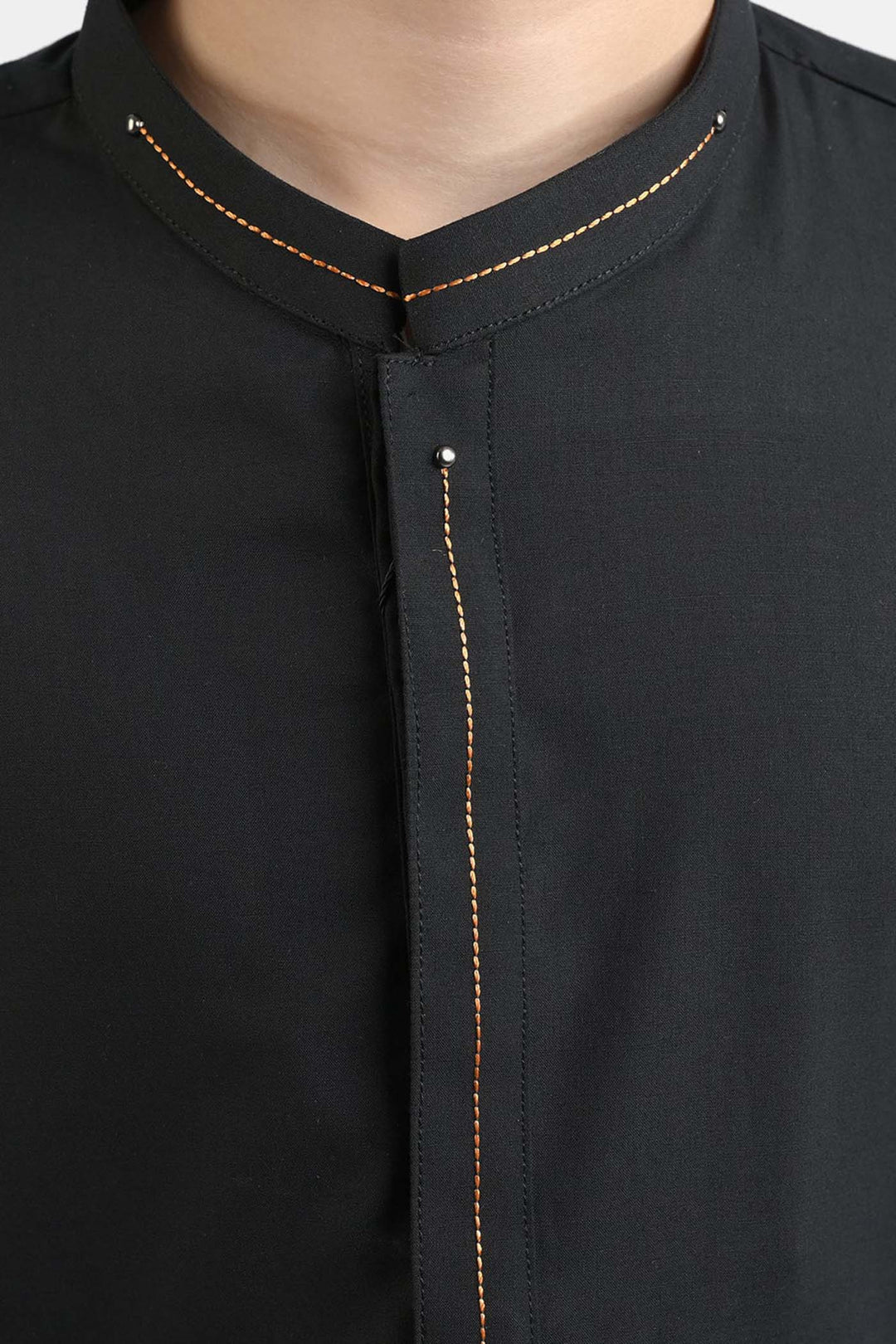 Boys Poly Viscose Kurta Shalwar Suit (Blended)-BLACK