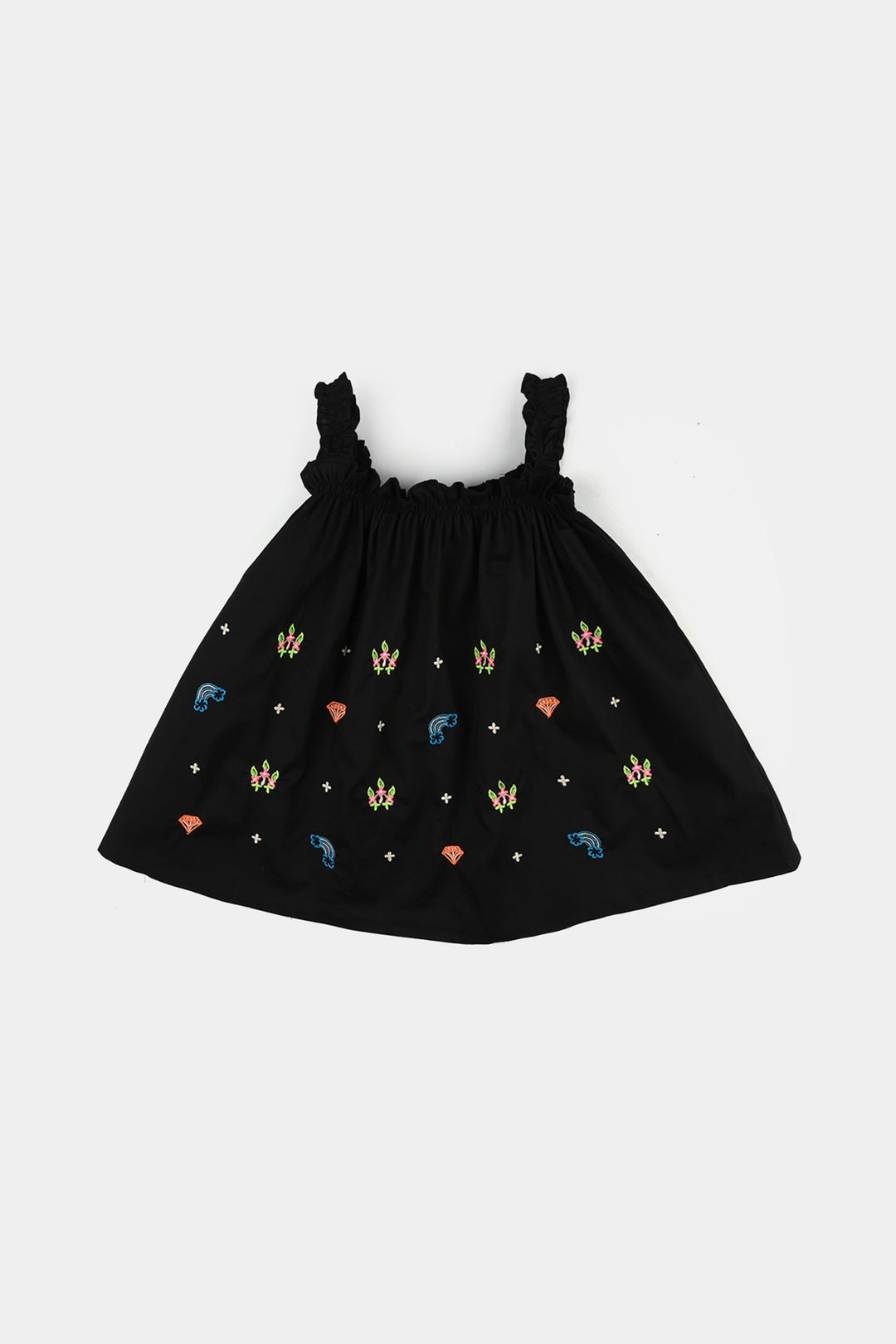 Infant Girls Cotton Embroidered 2-Piece Set (Juuhar) - Black