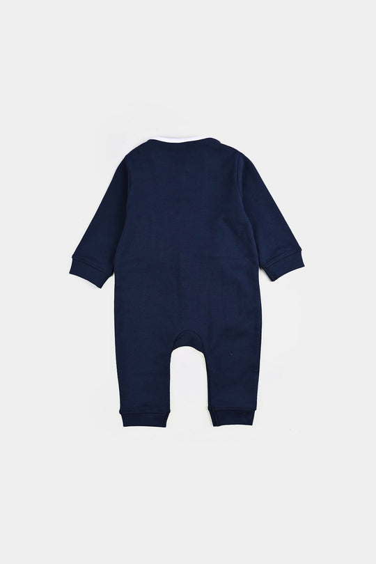 Infant Boys Cotton Interlock Romper NAVY FASHION SUSPENDER-NAVY