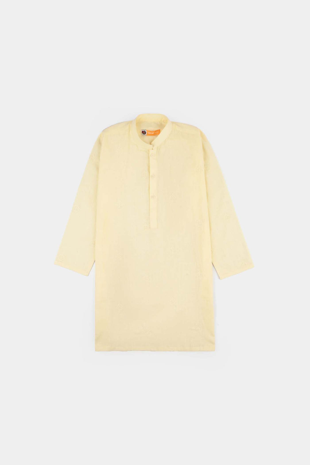 Boys Cotton Slub Kurta Pajama - Lemon/Yellow