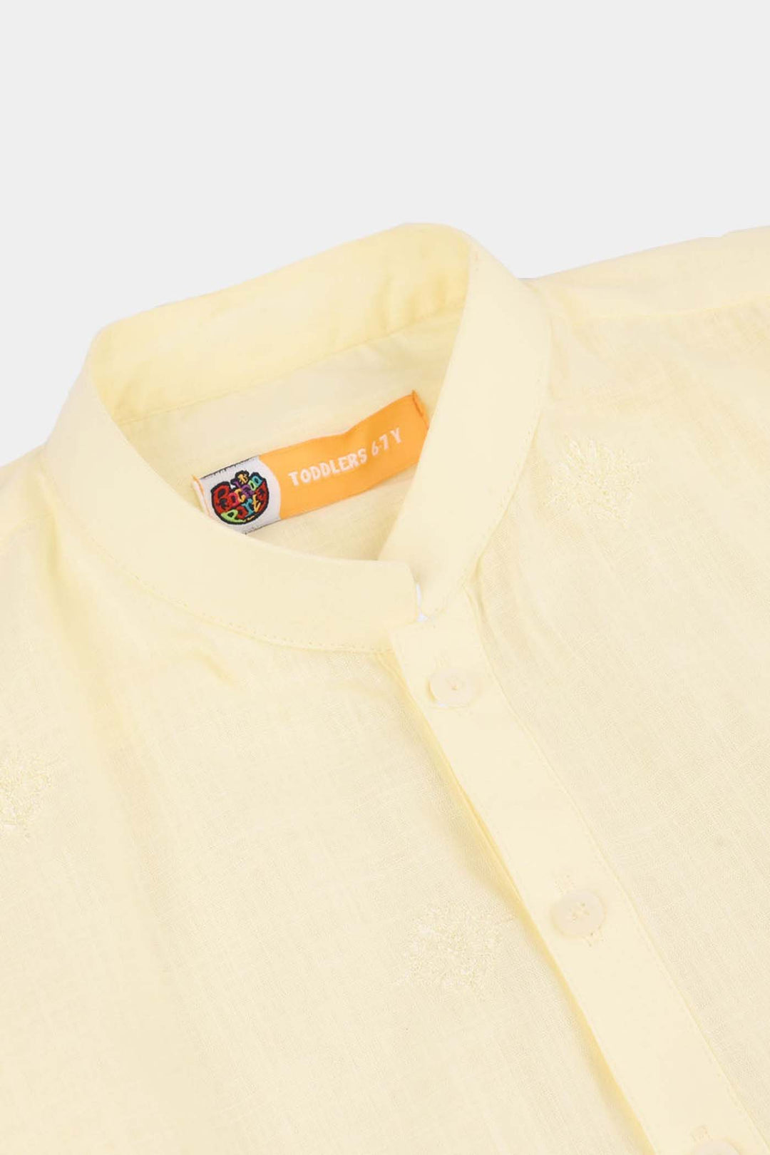 Boys Cotton Slub Kurta Pajama - Lemon/Yellow