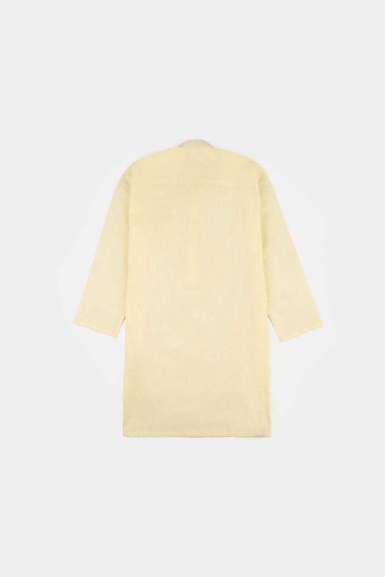 Boys Cotton Slub Kurta Pajama - Lemon/Yellow