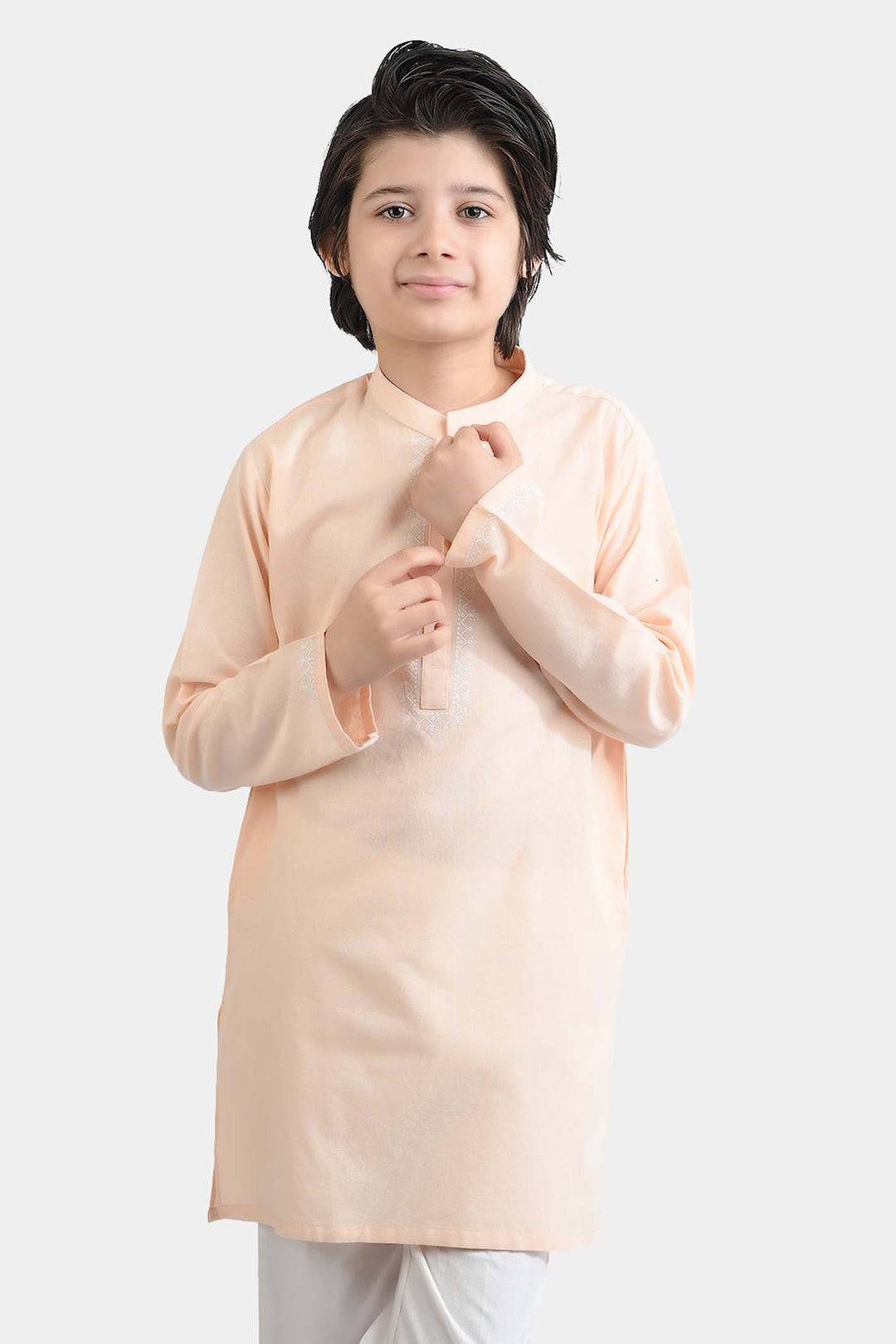 Boys Cotton Kurta Printed (Tribal Motif)-BEIGE