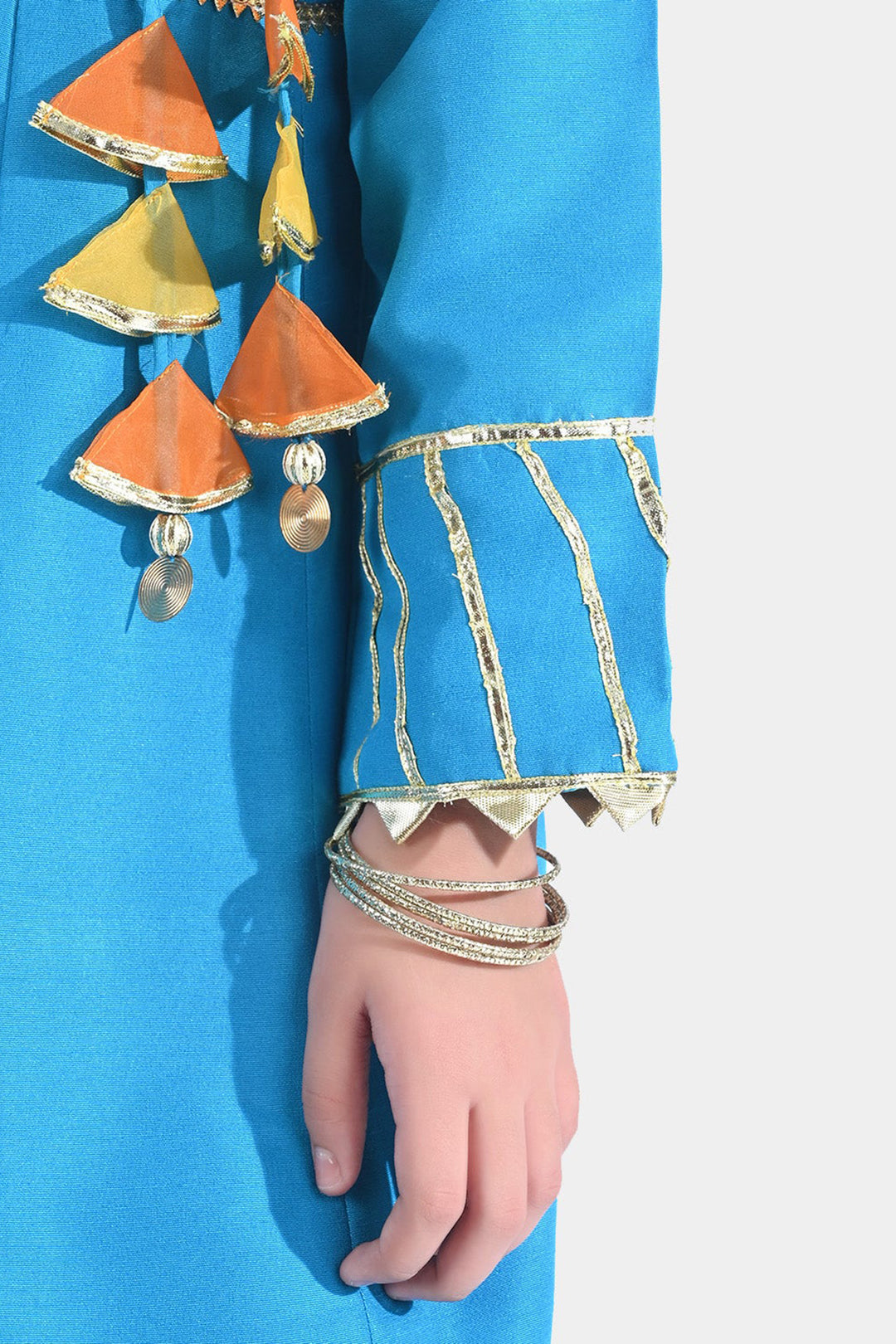 Girls Raw Silk 3PCs Suit Rang-o-Sehar-Blue