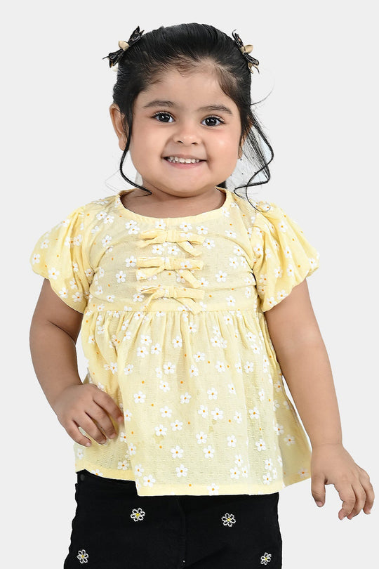 Infant Girls Jacquard Casual Top (Blossom) - Yellow