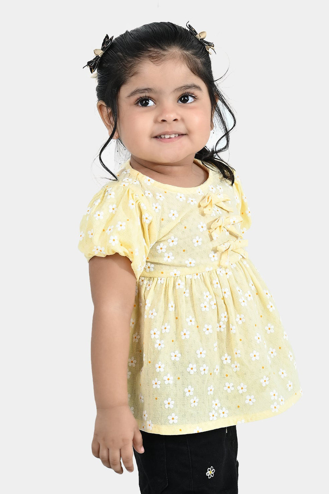 Infant Girls Jacquard Casual Top (Blossom) - Yellow