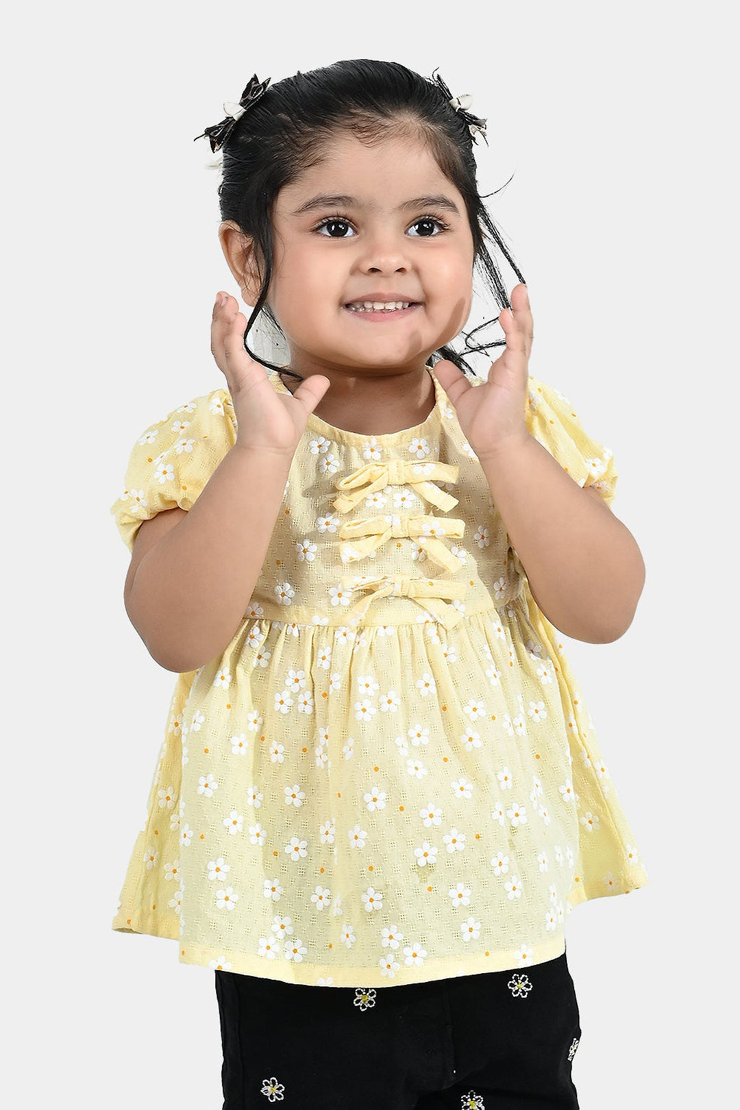 Infant Girls Jacquard Casual Top (Blossom) - Yellow