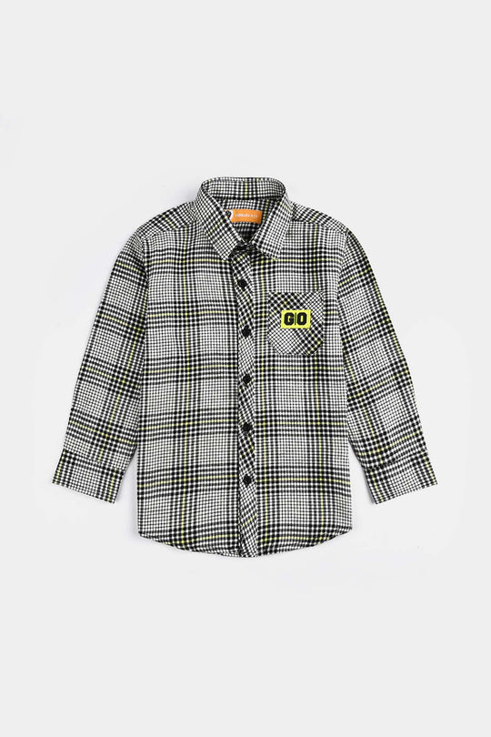Boys Flannel Shirt F/S (Go Black)-Check