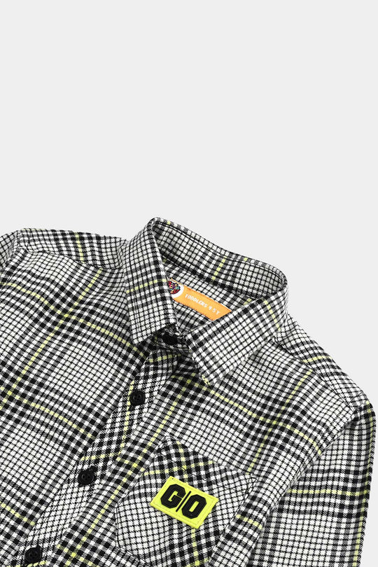 Boys Flannel Shirt F/S (Go Black)-Check