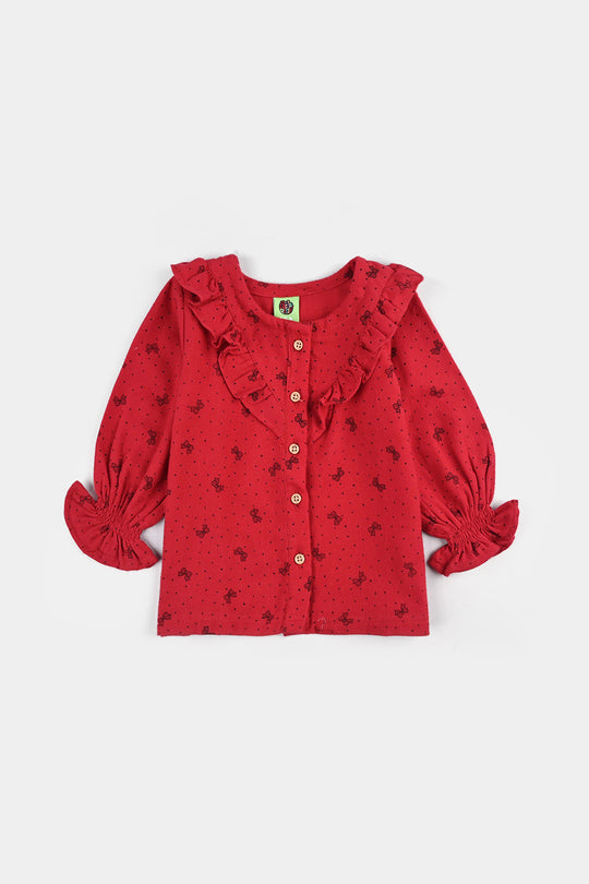 Infant Girls Georgette 2 Pc Suit-Knot Chic-Red