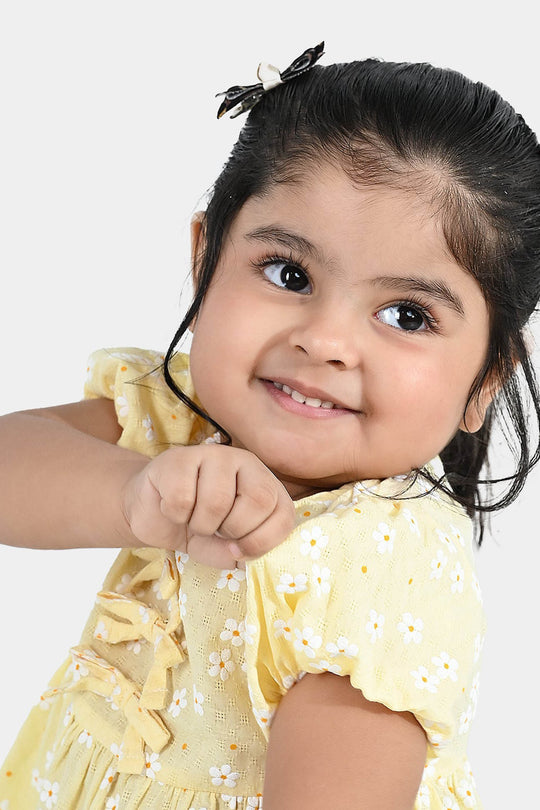Infant Girls Jacquard Casual Top (Blossom) - Yellow