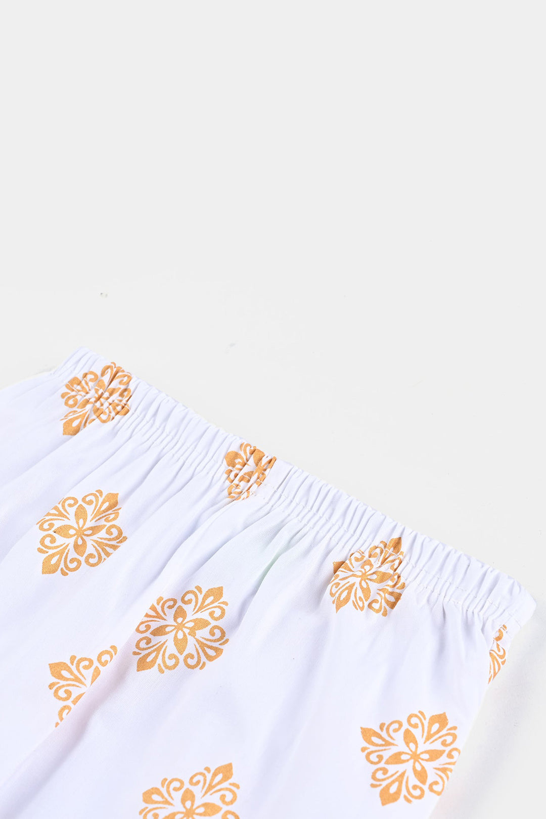 Infant Girls Cotton Printed Pant-White