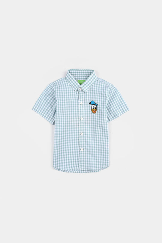 Infant Boys Yarn Dyed Shirt H/S (Donald) - Blue Check