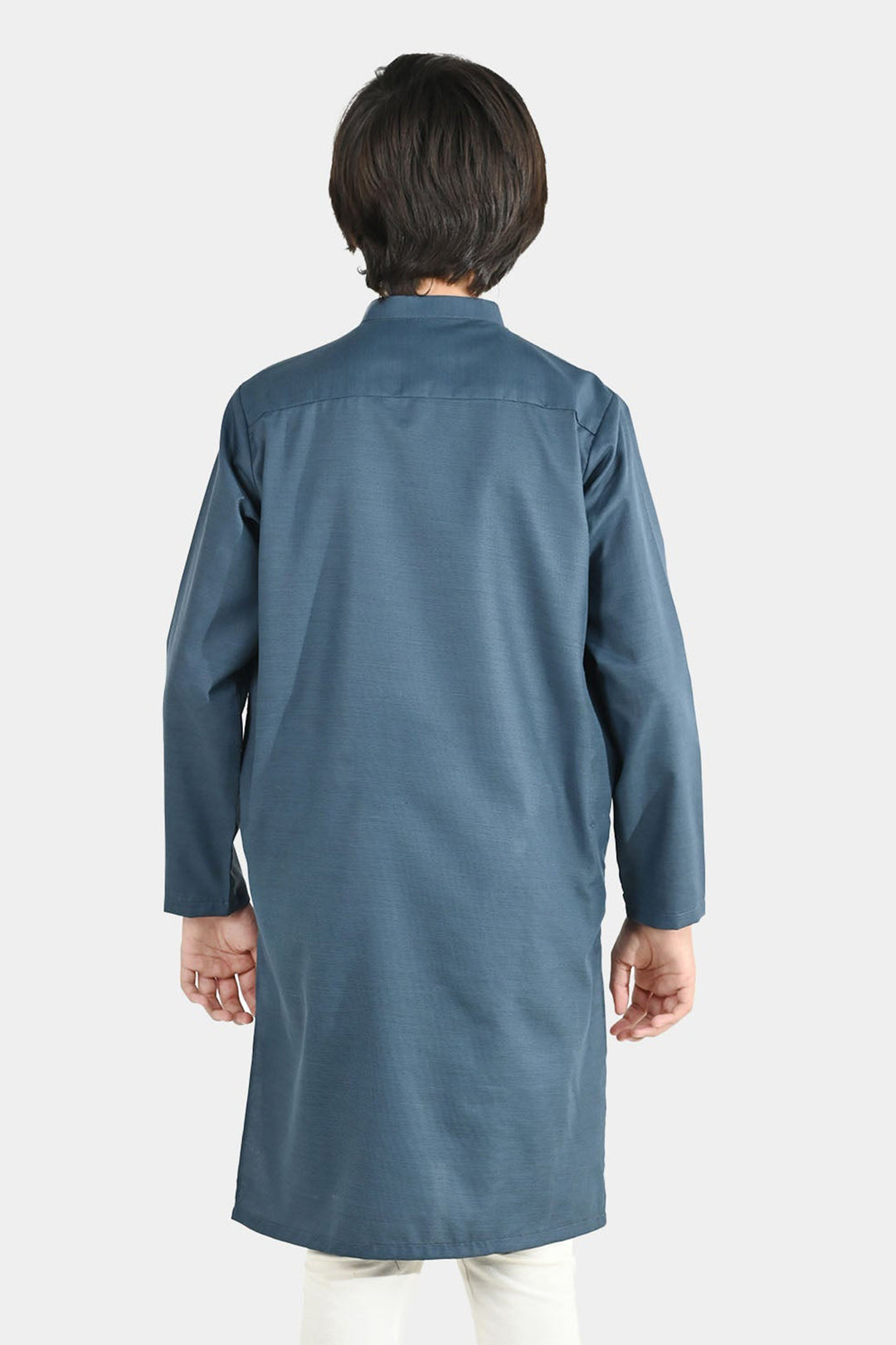 Boys Poly Viscose Basic Kurta - Dark Grey