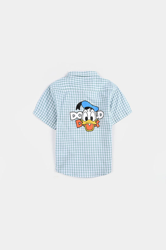 Infant Boys Yarn Dyed Shirt H/S (Donald) - Blue Check
