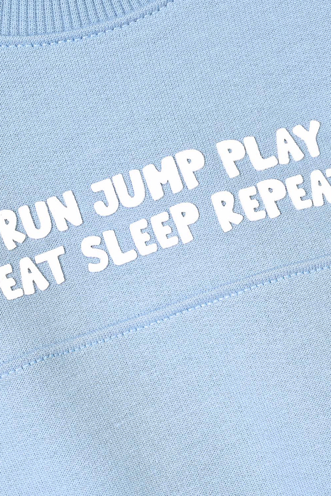 Infant Boys Cotton Terry 2 Piece Suit Sleep Repeat-Blue.Fog