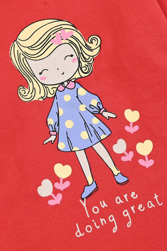 Infant Girls Cotton Jersey T-Shirt F/S Great-Chines.Red