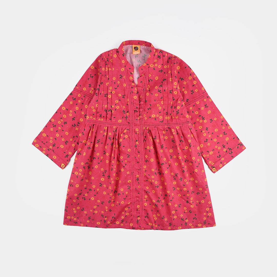 Girls Cotton Poplin Casual Frock Day Lilly-Pink