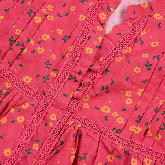 Girls Cotton Poplin Casual Frock Day Lilly-Pink