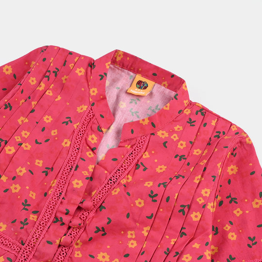 Girls Cotton Poplin Casual Frock Day Lilly-Pink