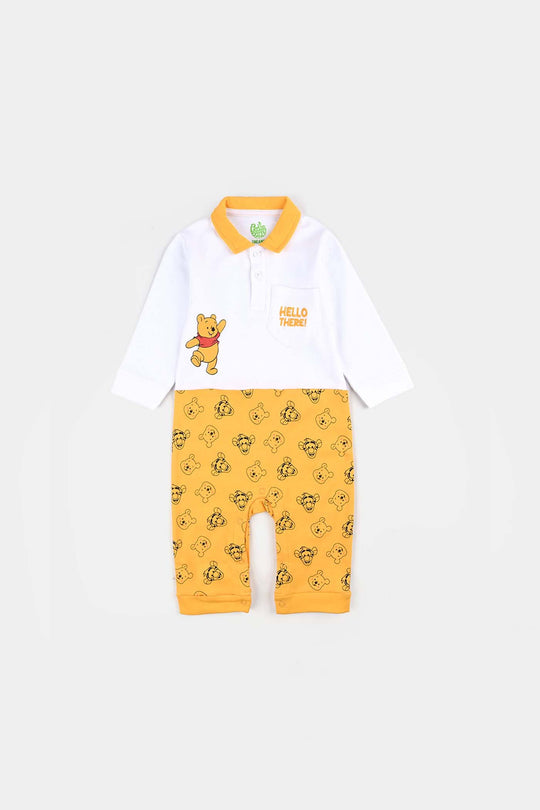 Infant Boys Cotton Interlock Romper F/S-White