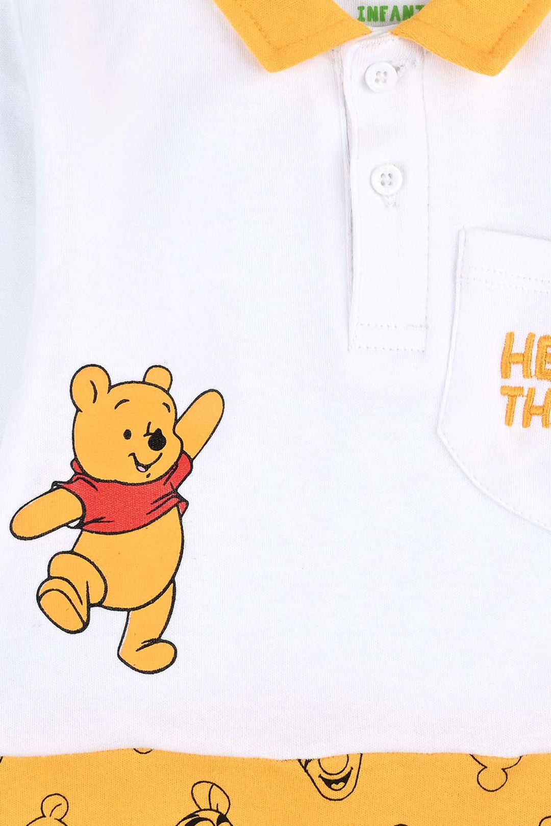 Infant Boys Cotton Interlock Romper F/S-White