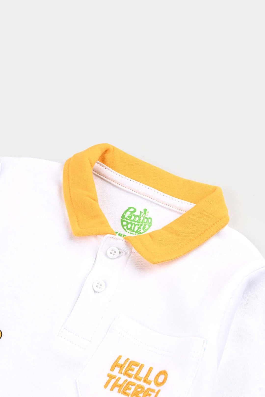 Infant Boys Cotton Interlock Romper F/S-White