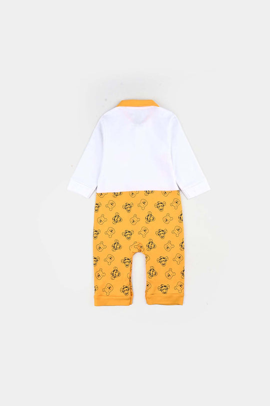 Infant Boys Cotton Interlock Romper F/S-White